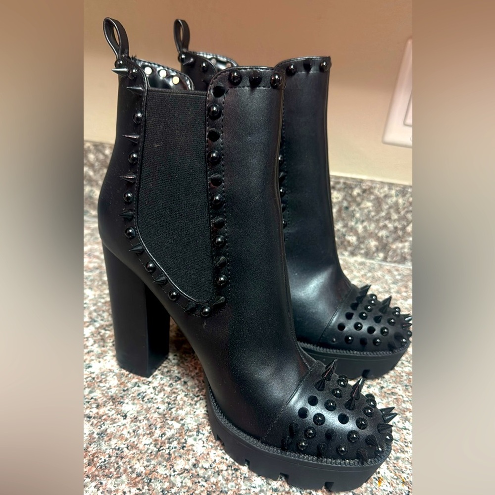 Black Studded Women's Ankle Boots